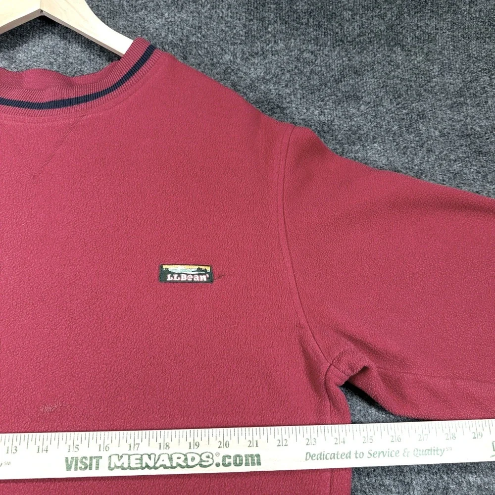 L.L. Bean Fleece Sweatshirt Mens XL Red Striped Trim Vintage Made in USA 90s